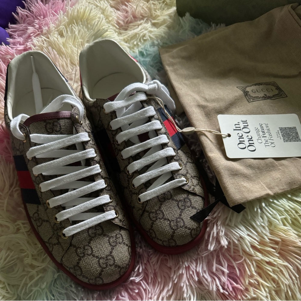 Gucci Ace monogram new size 6 1/2 in gucci men us 8 women size 9 authenticated